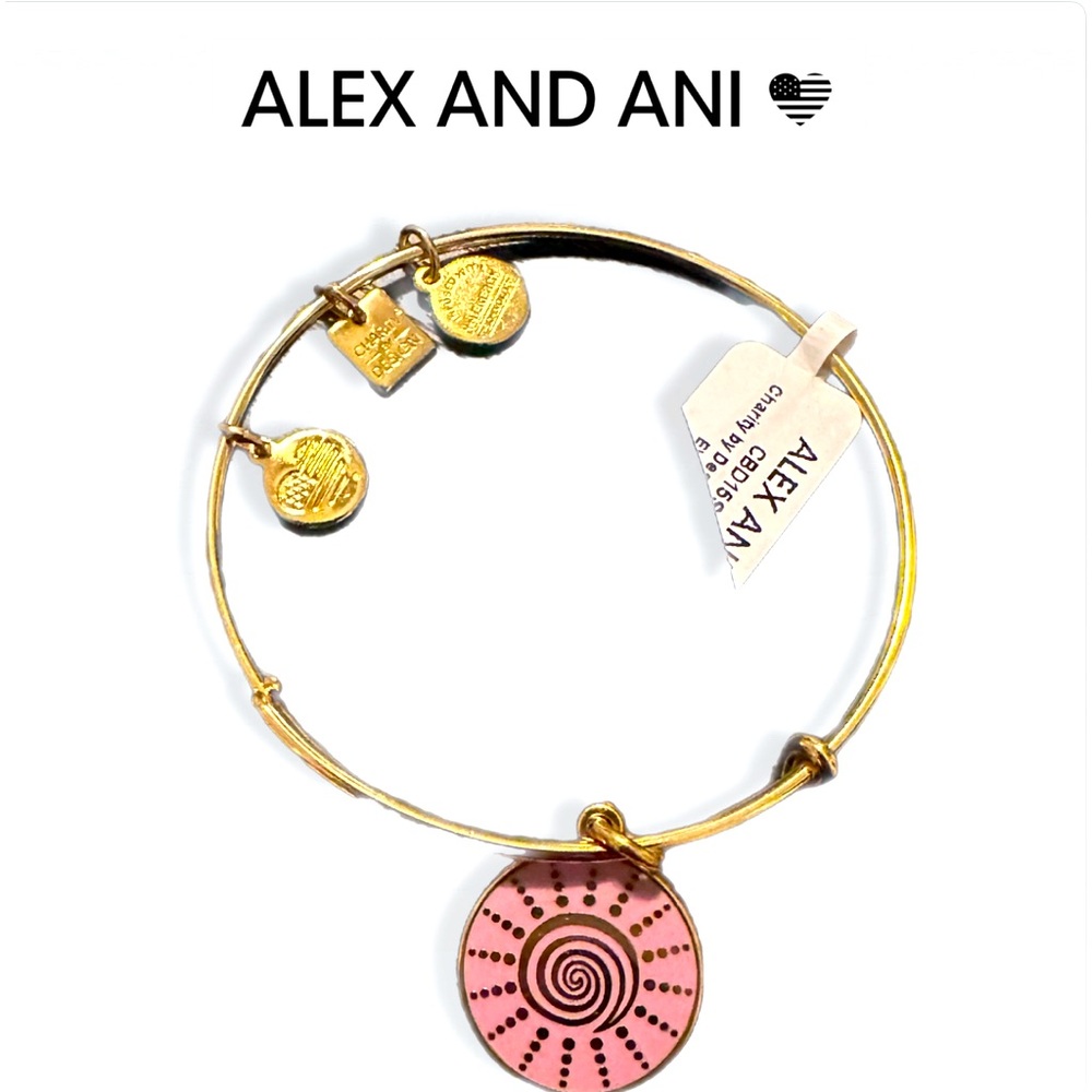 Alex And Ani Spiral Son Bracelet Gold Tone NW T